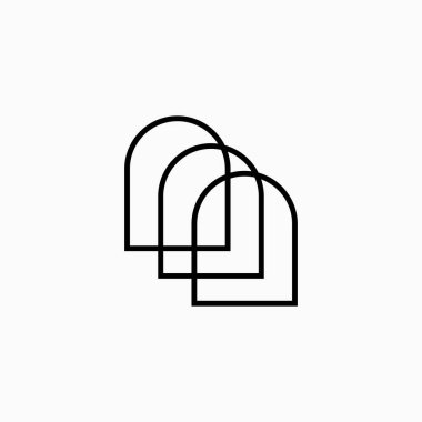 Eğri kapı oyuğu pencere şekli logo çizgisi ana hatları tek yönlü vektör resimleme