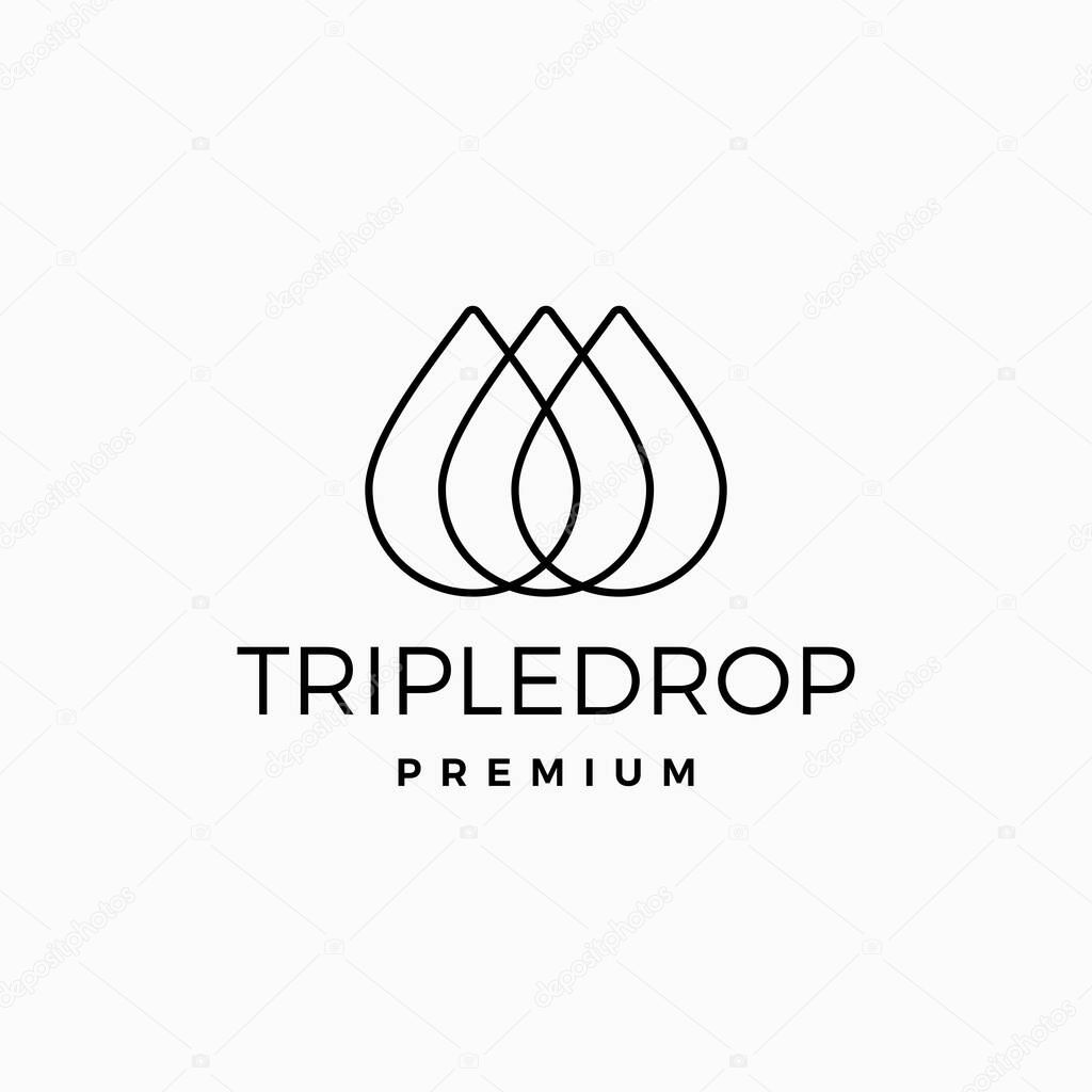 Triple three drop logo vector icon illustration