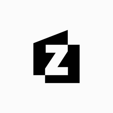 z Letter House Monogram Ev ipoteği Mimarı Logo Vektör İllüstrasyonu