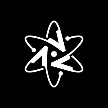 Atom A V harfi logo vektör çizimi