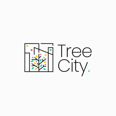 Ağaç Şehri Ufuk Çizgisi logo vektör resimleme