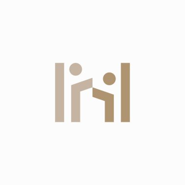 Ev halkı insan takımı aile logosu H harfi vektör illüstrasyonu üzerinde çalışıyor