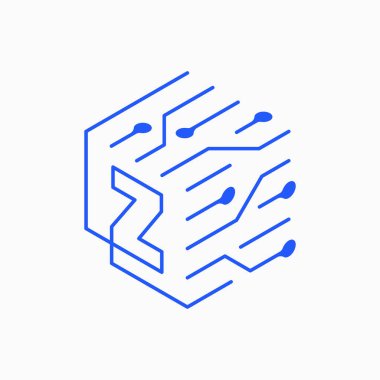 z harfi Küp Tech logo vektör resimleme