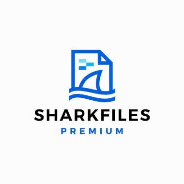 Köpekbalığı dosyaları kağıt veri logo vektör illüstrasyonu
