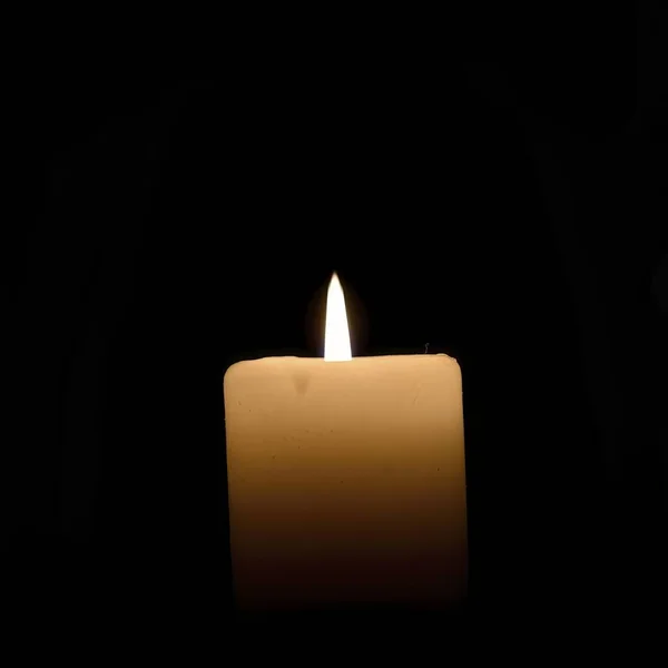 Candlelight Dark Burning Candle Black Background — Stock Photo, Image