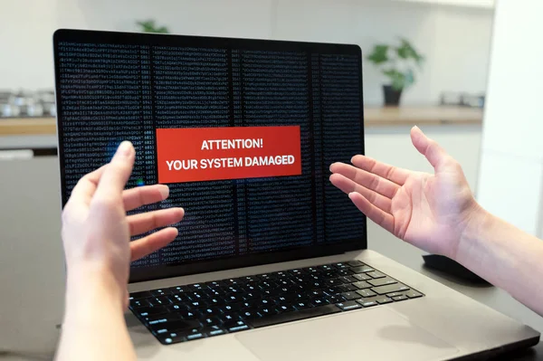 Operating System Damaged Hacker Attack Digital Security Stock Photo