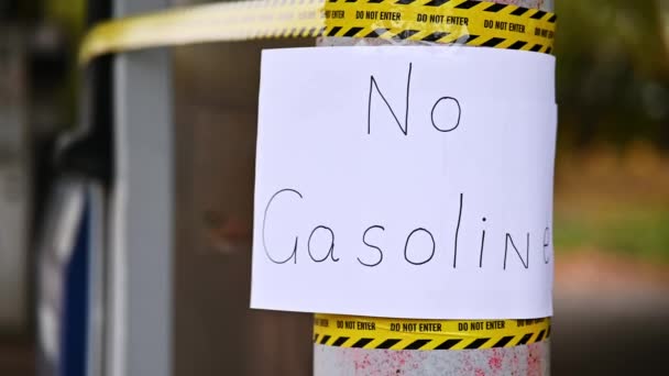Señal Hay Gasolina Gasolinera Debido Crisis Económica Problema Con Combustible — Vídeo de stock