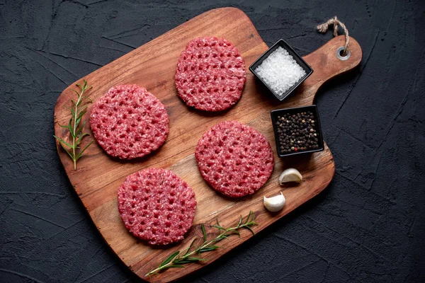 Carne Macinata Cruda Hamburger Con Spezie Concetto Cibo — Foto Stock