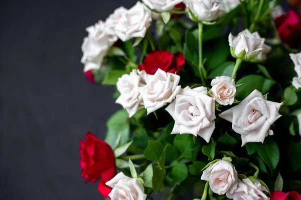 Beautiful Bouquet Roses Black Background — Stock Photo, Image
