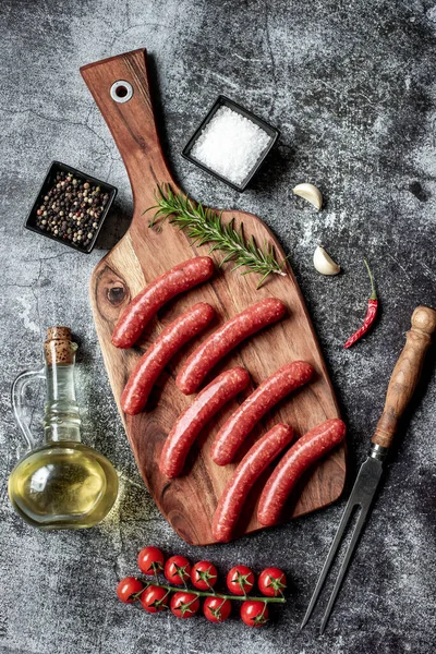 Raw Sausages Rosemary Spices Close View — Stock Photo, Image