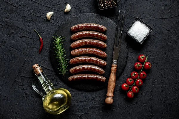 Grilled Sausages Rosemary Spices Close View — Stock Photo, Image
