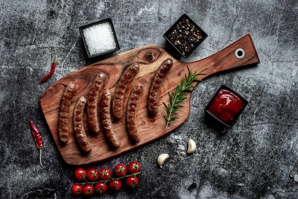 Grilled Sausages Rosemary Spices Close View — Stock Photo, Image