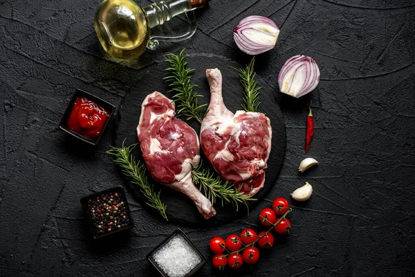Raw Lamb Legs Spices Close View Food Concept — Stock Photo, Image