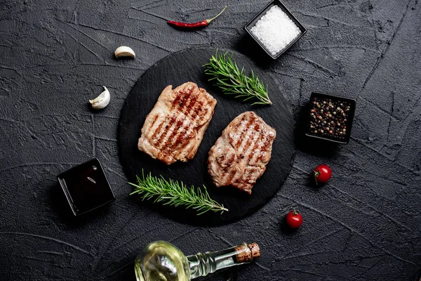 Grilled Meat Steak Spices Herbs Food Concept — Stock Photo, Image
