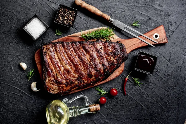 stock image grilled pork ribs with rosemary and spices, food concept