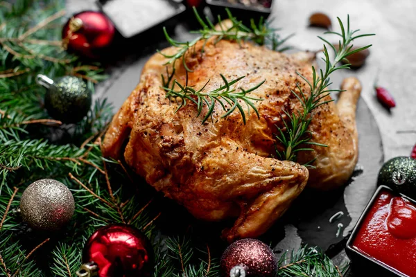 Christmas Turkey Christmas Decorations Traditional Holiday Food Christmas — Stock Photo, Image