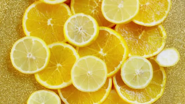Rotating Orange Limon Fresco Maturo Succoso Delizioso Macro Sparato — Video Stock