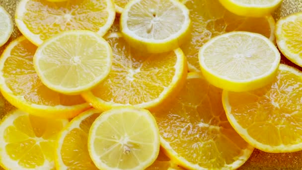 Rotation Orange Limon Frais Mûr Juteux Délicieux Macro Shot — Video