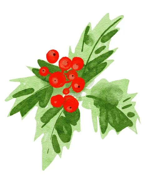Červené Bobule Stylizované Akvarel Ilustrace Pro Pozadí — Stock fotografie