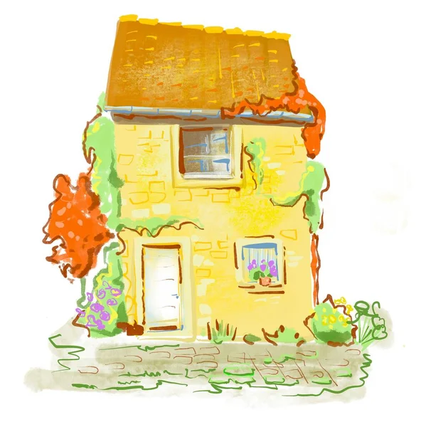 家をイメージした水彩画 — ストック写真