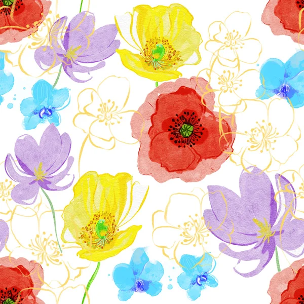 Kolorowe Stylizowane Ilustracja Akwarela Tle — Zdjęcie stockowe