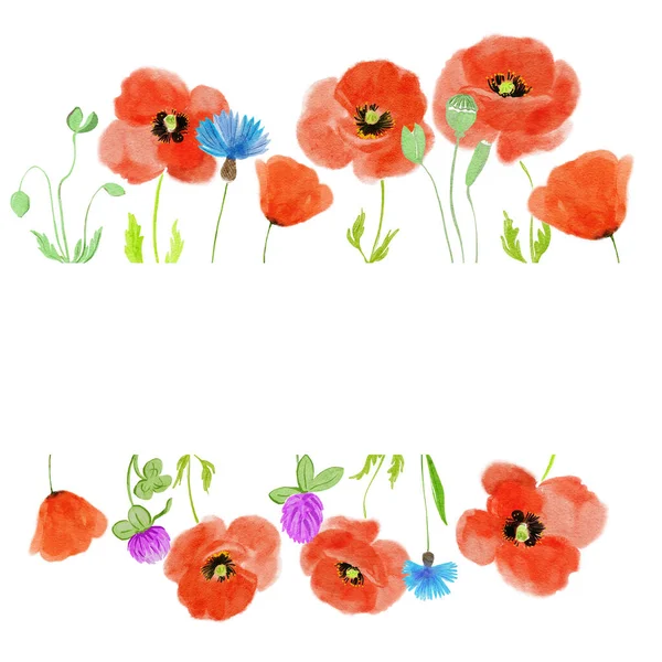 Kártya Háttér Gyönyörű Fényes Tündér Virágok Festett Akvarell Boho Stílus — Stock Fotó