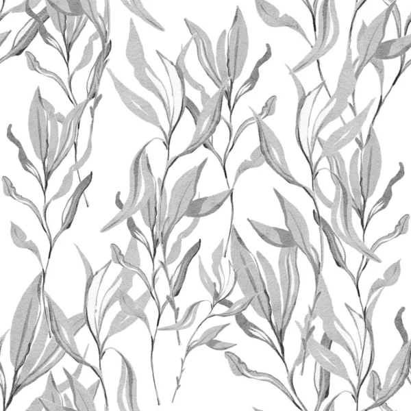 Czarno Białe Tło Płynny Ręcznie Rysowane Bambusa Wzór — Zdjęcie stockowe