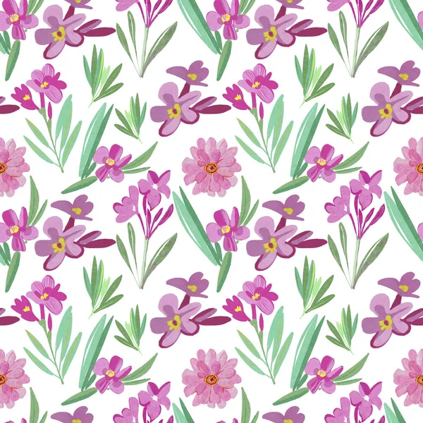Aquarel Illustratie Van Een Roze Oleander Bloemen Tak Met Bladeren — Stockfoto