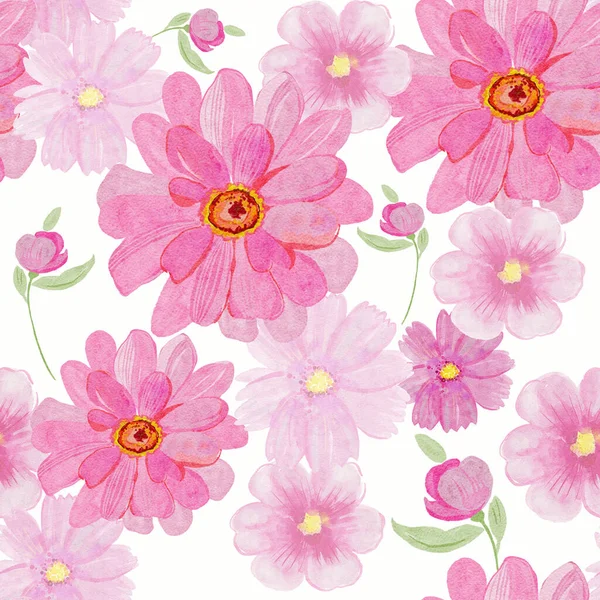 Hand Drawn Pink Flowers Vintage Romantic Fashionable Bouquets Flowers Summer — Stock Photo, Image