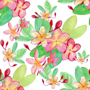 Bitki bitkisi çiçekleri. Kusursuz bir arka plan modeli. Kumaş duvar kağıdı baskı dokusu. Arkaplan, doku, ambalaj deseni, çerçeve veya kenar için Aquarelle yaban çiçeği.