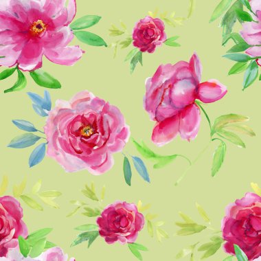 Arka planda şakayık çiçekleri. Kusursuz suluboya deseni.