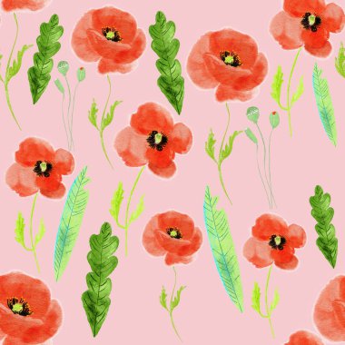 Yabani gelinciklerle kusursuz desen. Çiçek arkaplan. El çizimi. Tekstil, yüzey, moda ve iç tasarım için kusursuz desen. örüntü arka planı. Geometrik tasarım tekstil.