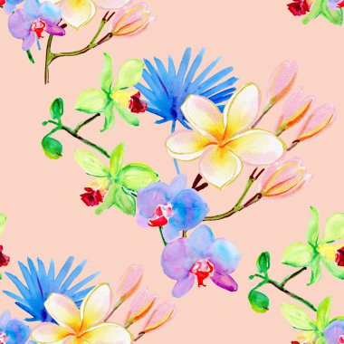 Çiçek izi. Zarif, kusursuz bir model. Bitkiler, bitkiler ve çiçeklerle soyut, dikişsiz desenler, botanik çizimler.