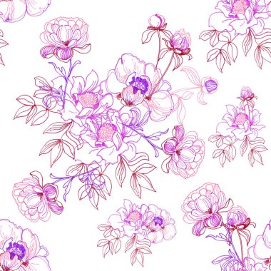 seamless pattern with peony flowers. beautiful watercolor illustration