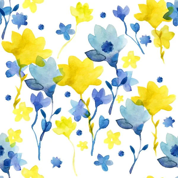 Υδατογραφία Αδιάλειπτη Μοτίβο Τροπικά Λουλούδια Floral Σχεδιασμός Για Ταπετσαρία Υφάσματα — Φωτογραφία Αρχείου