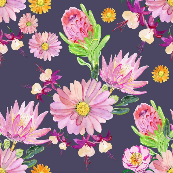 Seamless Pattern Beautiful Flowers Background — Stock Photo, Image