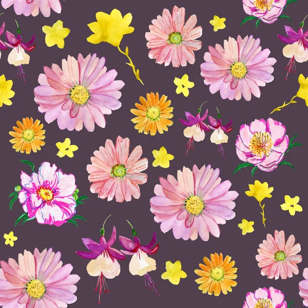 背景に美しい花のシームレスなパターン — ストック写真