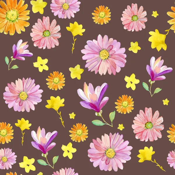 Patrón Sin Costuras Hermosas Flores Para Fondo — Foto de Stock