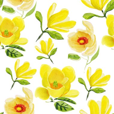 Güzel çiçeklerin renksiz suluboya deseni  