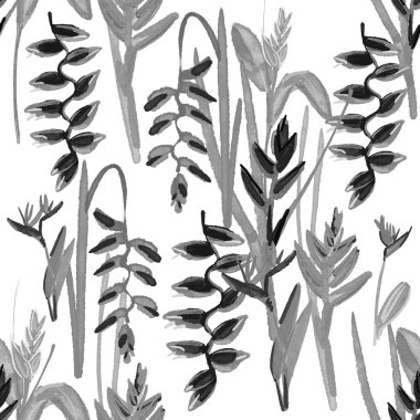 Güzel çiçeklerin renksiz suluboya deseni  