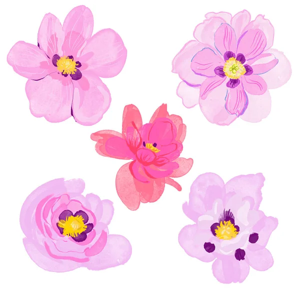 Färg Sömlös Akvarell Mönster Vackra Blommor — Stockfoto
