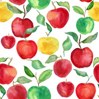 Suluboya elmalar. Tasarım için kusursuz desen. Sanat