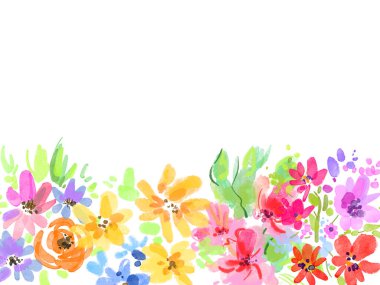 Beyaz Arkaplanda El Çekimi Çiçekleri. Metin İçin Yer ile Kartpostal Şablonu.