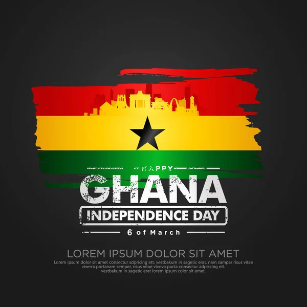 Ημέρα Ανεξαρτησίας Γκάνα Ευχετήρια Κάρτα Grunge Και Splash Επίδραση Στη — Διανυσματικό Αρχείο