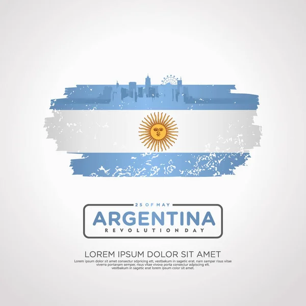 Carte Voeux Jour Révolution Argentine Avec Effet Grunge Éclaboussure Sur — Image vectorielle