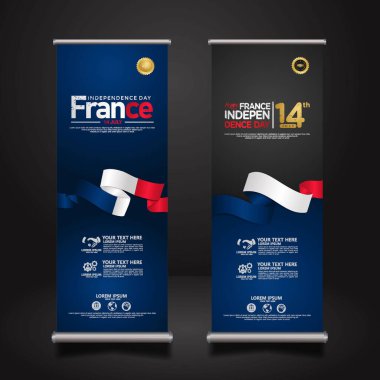 Fransa 'nın Bağımsızlık Günü kutlamaları için bayrak asın. vektör çizimleri.