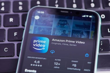 Mainz, Germany - September 25, 2022: icon of the amazon prime video app on a German smartphone in app store