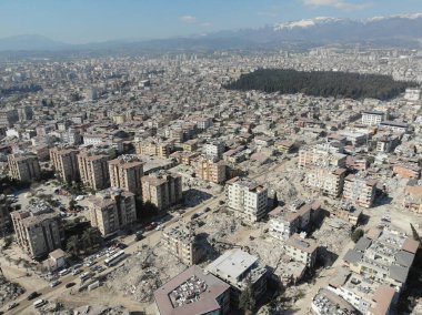 Antakya, Hatay, Turkey Drone Footage - February 16th, 2023: Turkey Earthquake, Kahramanmaras, Gaziantep, Adana, Hatay, Adiyaman February 2023, Earthquake Scenes