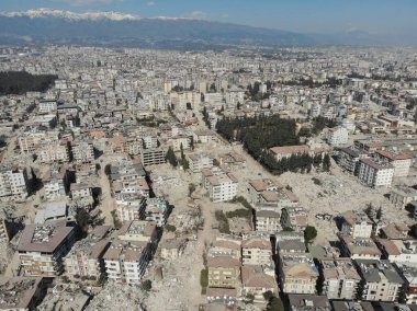 Antakya, Hatay, Turkey Drone Footage - February 16th, 2023: Turkey Earthquake, Kahramanmaras, Gaziantep, Adana, Hatay, Adiyaman February 2023, Earthquake Scenes