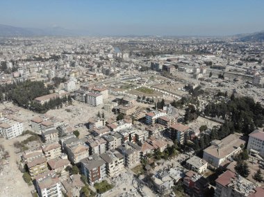 Antakya, Hatay, Turkey Drone Footage - February 16th, 2023: Turkey Earthquake, Kahramanmaras, Gaziantep, Adana, Hatay, Adiyaman February 2023, Earthquake Scenes